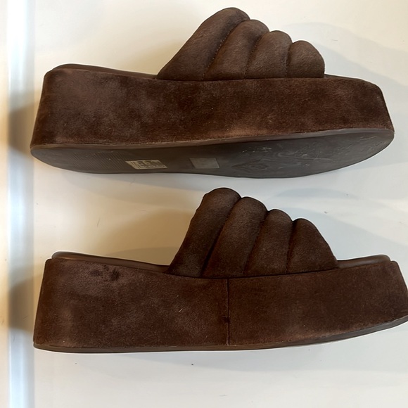 Free People Almost Paradise Platform Sandal in Sunbaked Brown Suede Slide New - Picture 5 of 9